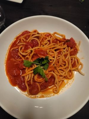 CORBARINO with Bucatini at Amalfi Cucina Italiana in San Marcos