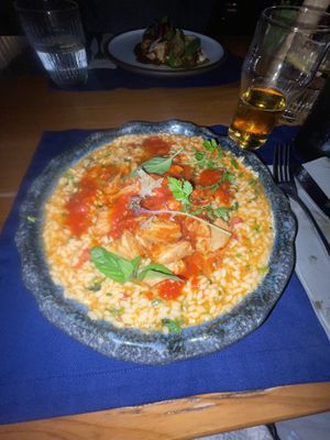 Soy chicken on risotto   at Amente Restaurant & Cocktail bar in Lefkada