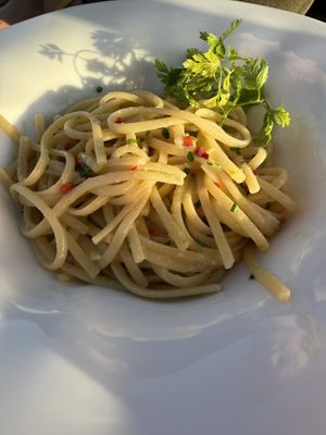 Agilio Olio ebenfalls vegan  at Amente Restaurant & Cocktail bar in Lefkada