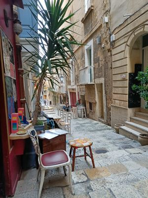 Restaurant on the left at The Rootz Bar in Valletta
