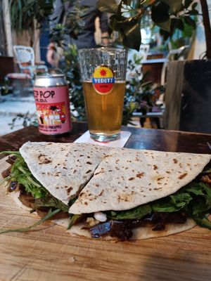 Vegan piadine and kombucha at The Rootz Bar in Valletta