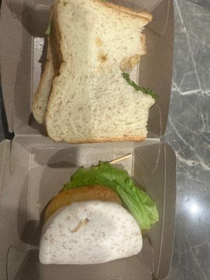 Vegan Hash Brown Sandwhich 🥪 and Vegan Hash brown Bao Burger 🍔 at kimo-ge - 蔬適圈  in Kuala Lumpur