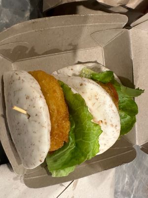 Vegan Hash Brown Bao Burger 🍔 at kimo-ge - 蔬適圈  in Kuala Lumpur