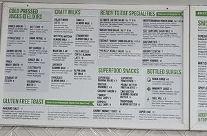 1/2 menu at Choice Juicery in San Clemente