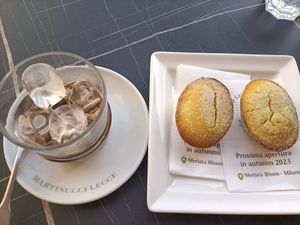 caffè leccese con pasticciotto leccese at Martinucci Laboratory in Lecce