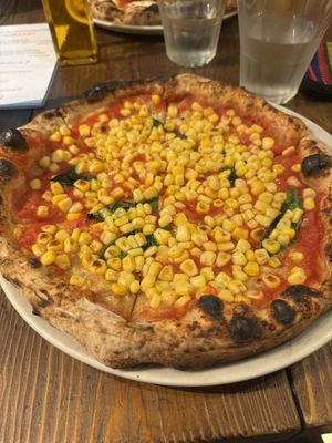 Margarita + corn + basilic  at Pizzeria Da Granza - Senzoku Ike in Tokyo