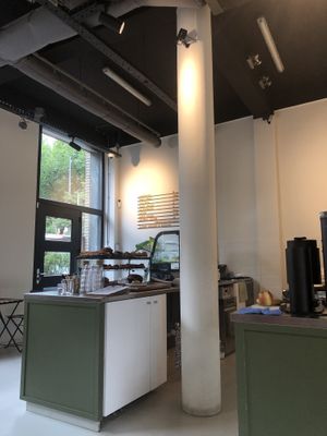 Counter (it’s very quiet here - music aside).  at Crave Coffee & Bakery in Rotterdam