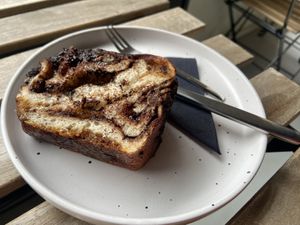 Chocolate babka: decent, but a bit too chewy and with too bitter chocolate for my taste. at Crave Coffee & Bakery in Rotterdam