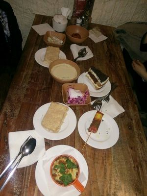 шашлык, жульен, салат "под шубой", салат "оливье", пирожное "наполеон", торт "нежность"  at Jagannath na Taganke in Moscow
