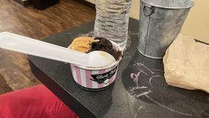 Thai tea flavor vegan ice cream and chocolate sorbet  at Blank Slate Creamery in Ann Arbor