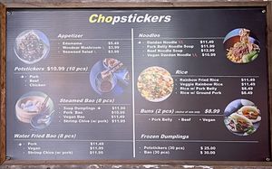 Menu  at Chopstickers in Denver