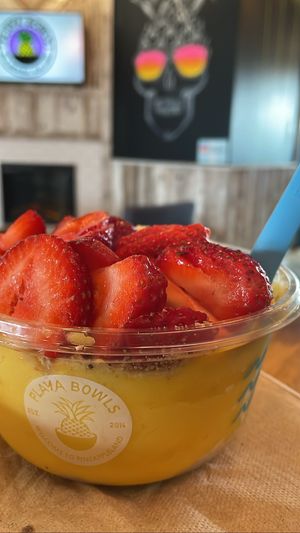 Goldie Mango (sub Almond Butter for the Nutella)  at Playa Bowls - N Hamilton Rd in Columbus