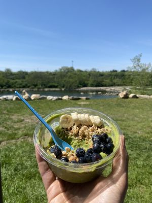 Hemp bowl with vegan protein powder  at Playa Bowls - N Hamilton Rd in Columbus
