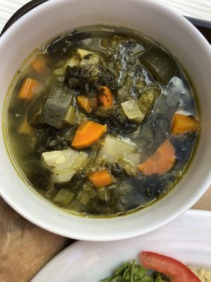 Soup of the day, spinach and lentils   at Bioforma Restaurant in Funchal