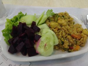 Quinoa with vegetables and sweet chestnuts at Bioforma Restaurant in Funchal