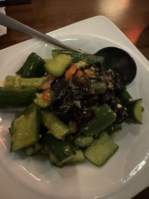 Cucumber and wood ear mushroom salad  at Chiho Bistro in Seattle