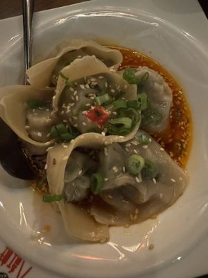 Spicy wontons  at Chiho Bistro in Seattle