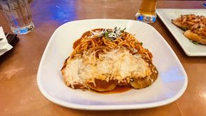 Vegan eggplant parmigiana. 🤤   at Connie's Pizza in Chicago
