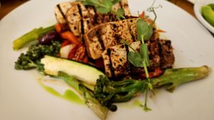 I can confirm what people said earlier. The grilled tofu steak is great! at Sevruga in Cape Town