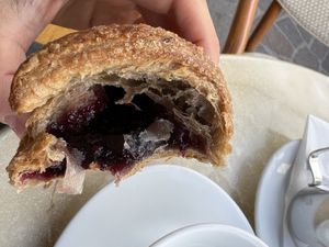 Blueberry cornetto  at Bar Lovat in Cortina D Ampezzo