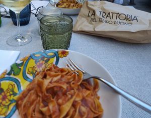 Lovely food and friendly staff, albeit limited vegan options at Trattoria del Tempo Buono in Bologna