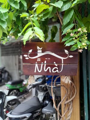 Small sign outside at Quán Chay Nhà in Ho Chi Minh City