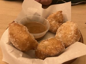Biscoff dough balls  at Papi's Pizzeria in Swansea