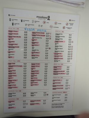 Everything highlighted is suitable for vegans if you swap to oat or soy milk! The honey is synthesized at Mooboo - Farnborough in Farnborough