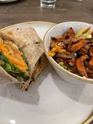 Dragon fries and Buffalo wrap  at Fresh Kitchen + Juice Bar in Oakville