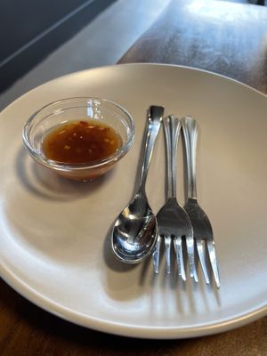 Hot sauce for dipping  at Tuba Cafe in Squamish