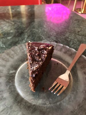 Chocolate cake  at La Sinsorga - Cultural Space in Bilbao