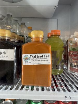VEGAN BOTTLED THAI ICED TEA r u kidding me  at BOONNOON Market in Arlington