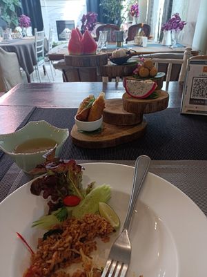 Incredible breakfast (coffee already drunk!) at Na Vayla PaPlern Hotel in Bangkok