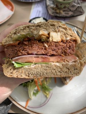 Pea protein burger  at Arte y Sabor in Sevilla
