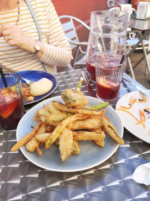 Tempura vegetables made vegan (served without prawns). at Arte y Sabor in Sevilla