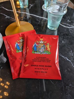 Drip coffee bags to go sold on shop at Toriba Coffee in Kyoto