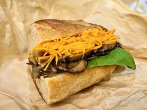 Half carrot mushroom sandwich  at Toriba Coffee in Tokyo
