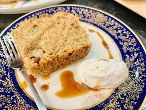 Brown sugar and banana pound cake with soy whip cream￼  at Toriba Coffee in Tokyo