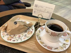 Half a carrot mushroom sandwich and black coffee  at Toriba Coffee in Tokyo