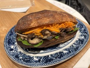 Full mushroom sandwichh  at Toriba Coffee in Tokyo