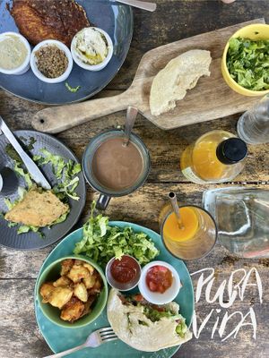So fresh. Lentil omelette. Pita, empanada  at Lori Restaurant & Deli in Dominical