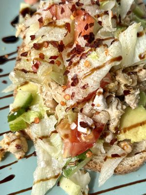 Avocado Toastie with garnish    at The Good Grub in Eastbourne