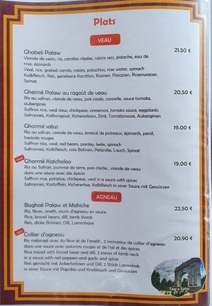 Veal and lamb, not vegan at Chez Madar Joon in Huningue