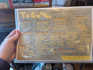 Menu, back at Kon'nichiwa in Naoshima