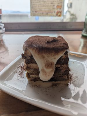Melty tiramisu at Kon'nichiwa in Naoshima