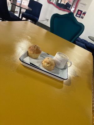 Savory scones and oatmilk latte at Teatotaller in Concord