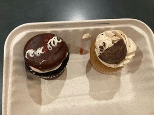 Two vegan cupcakes at Teatotaller in Concord