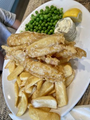 ‘Fish’ and chips   at The Royal Oak  in Lingfield