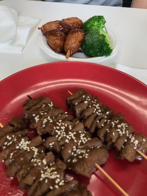 Skewers and wings at Health Bistro in Gainesville