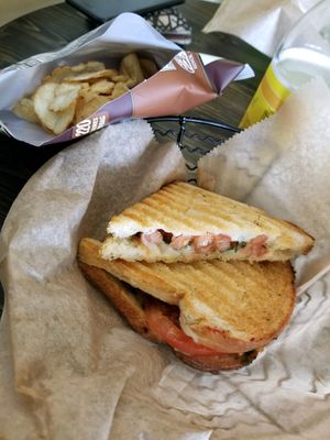 Pesto and tomato "grilled cheese" at Heirloom Food Company in Danielson